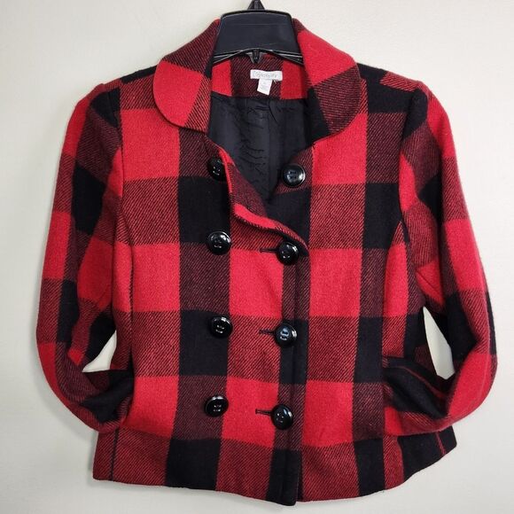 Relativity Jackets & Blazers - Relativity Jacket Buffalo Check Size PL Red and Black Plaid Wool warm cute